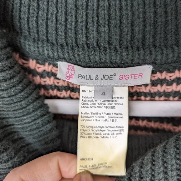 Paul & Joe Sister Anthro. Archer Chunky Stripped Knit Poncho Oversized Sweater 4 - Picture 9 of 10